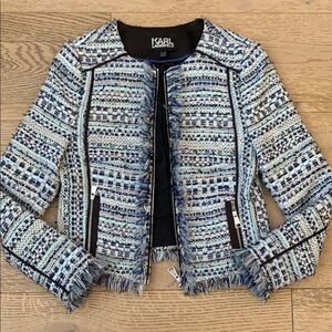 Karl Lagerfeld Blue Tweed Blazer